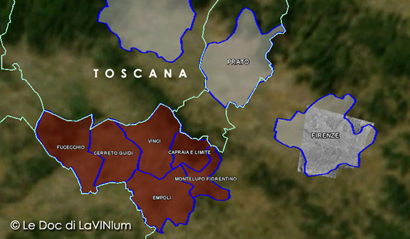 mappa vino doc Bianco dell'Empolese