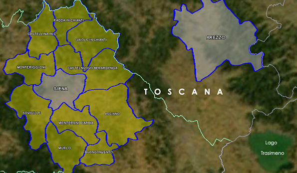 Mappa vino DOC Val d'Arbia