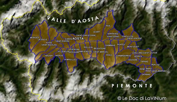 Mappa denominazione Valle d'Aosta