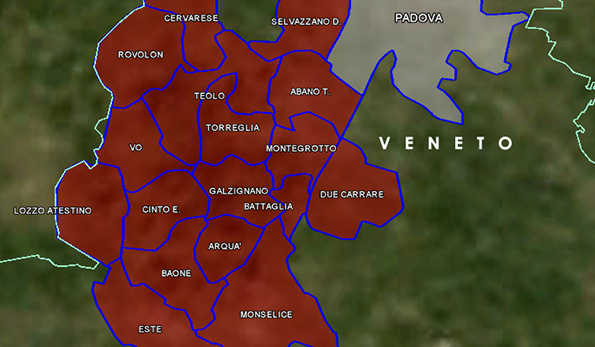 mappa vino docg Colli Euganei Fior d'Arancio