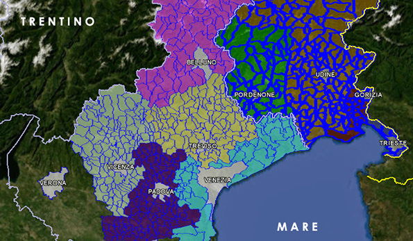 Mappa vino doc Prosecco