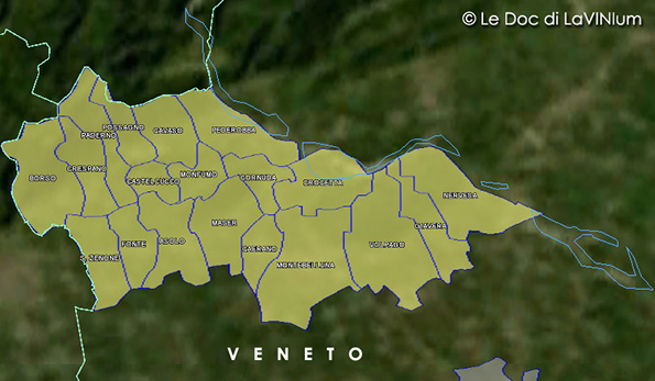 mappa vino docg Montello Rosso