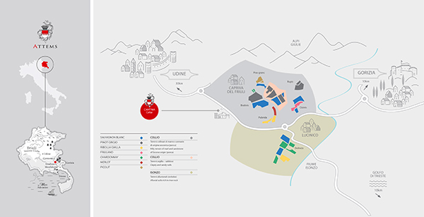 Attems, mappa dei vigneti