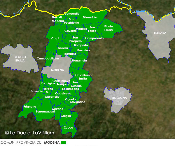 Cartina Pignoletto Doc Sottozona Modena