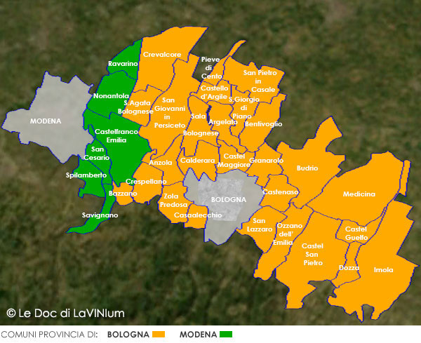 Cartina Pignoletto Doc Sottozona Reno