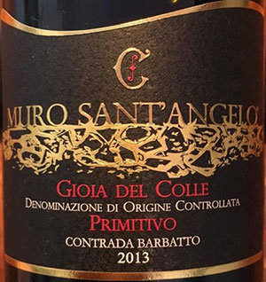 Gioia del Colle Primitivo Contrada Baratto 2013