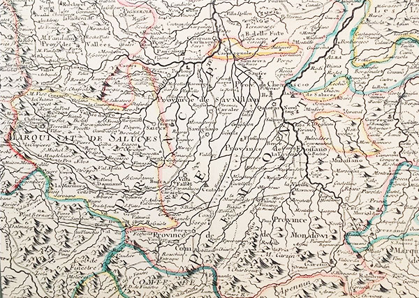 La cartina dei possedimenti del Marchesato di Saluzzo