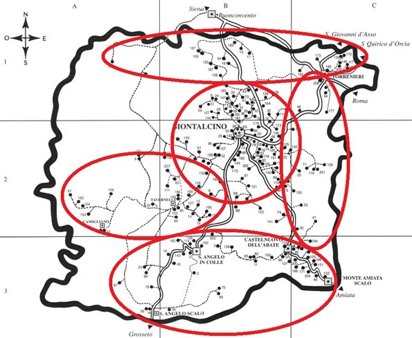 La mappa per Decanter di Kerin O'Keefe (Editor di Wine Enthusiast per l'Italia)