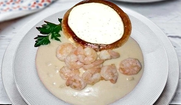 Gamberi con funghi porcini