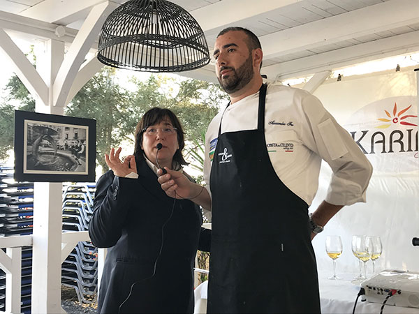 Maria Sarnataro con lo chef Alessandro Feo del ristorante Rumi