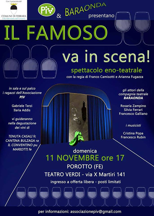 Locandina evento eno-teatrale Il Famoso va in Scena