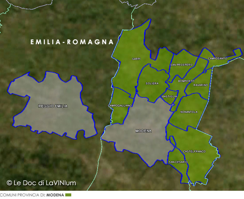 Mappa vino Doc Lambrusco di Sorbara