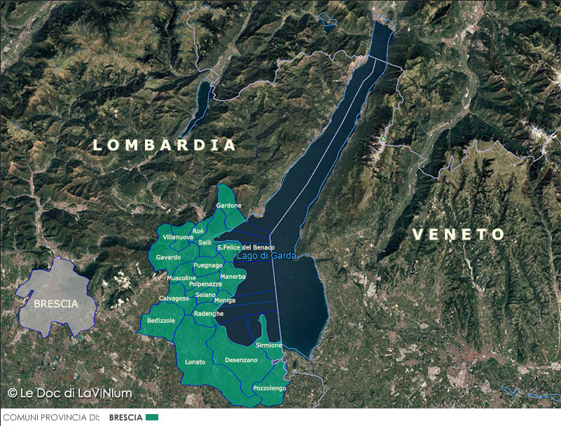 Mappa vini Doc Riviera del Garda Classico sottozona Valtènesi