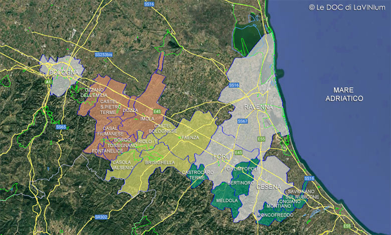 Mappa vino Doc Romagna Albana Spumante