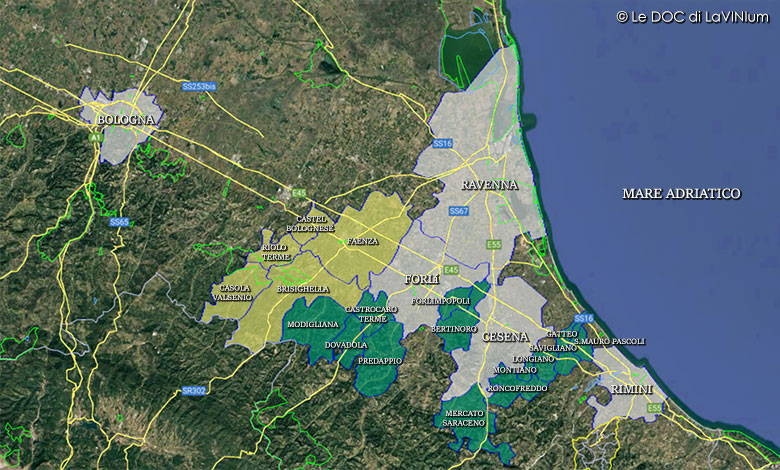 Mappa vino Doc Romagna Cagnina