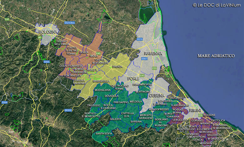 Mappa vino Doc Romagna Sangiovese
