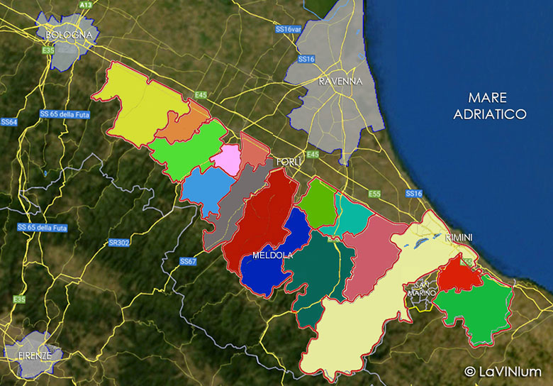 Mappa Romagna Doc Sottozona Meldola