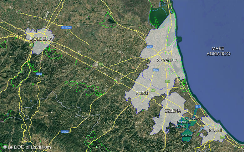 Mappa vino doc Romagna sottozona Longiano