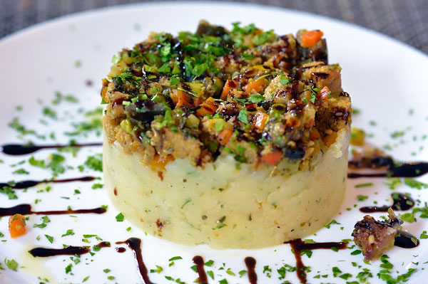 Straccetti di lupino saltati alle verdure e balsamico