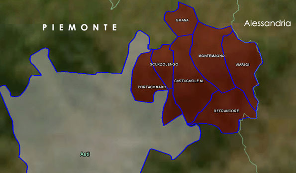 mappa vino DOCG Ruché di Castagnole Monferrato