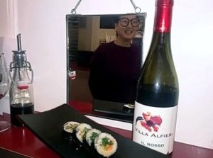 vino rosso sul pesce