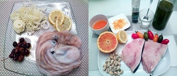 pesce spada e insalata di moscardini