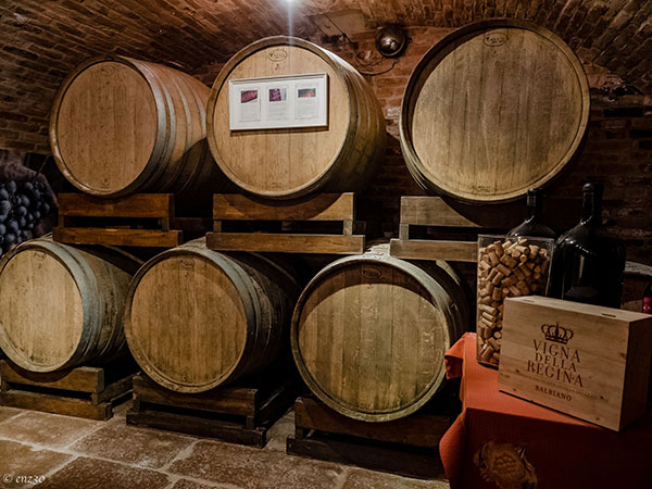 Botti per l'affinamento del Vigna della Regina