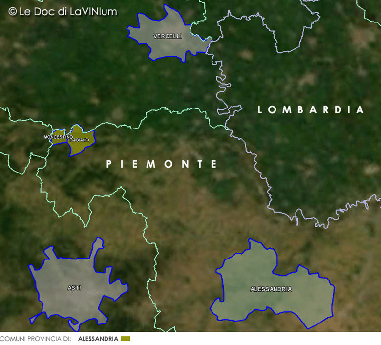 mappa vino Gabiano DOC