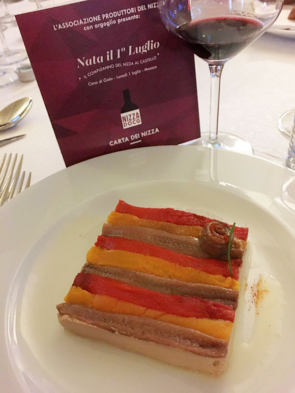 Uno dei piatti proposti alla cena di gala dallo chef Gian Piero Vivalda del ristorante Antica Corona Reale di Cervere