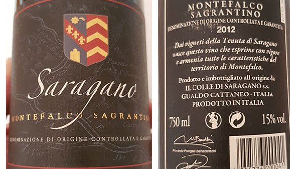 Montefalco Sagrantino 2012 Tenuta di Saragano