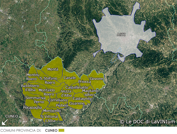 Cartina vino Docg Roero