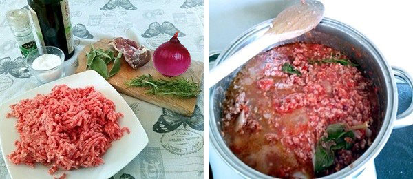 ingredienti Tagliatelle fatte in casa al ragù