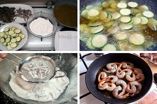 preparazione Frittura fresca di schile, mazzancolle e zucchine