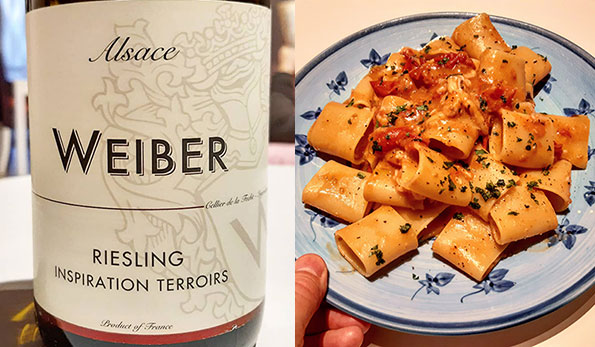 Riesling e Paccheri con fumetto di pesce