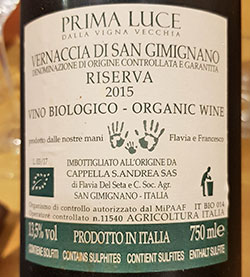 Vernaccia di San Gimignano Prima Luce 2015 Cappella Sant'Andrea