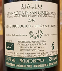 Vernaccia di San Gimignano Rialto 2016 Cappella Sant'Andrea