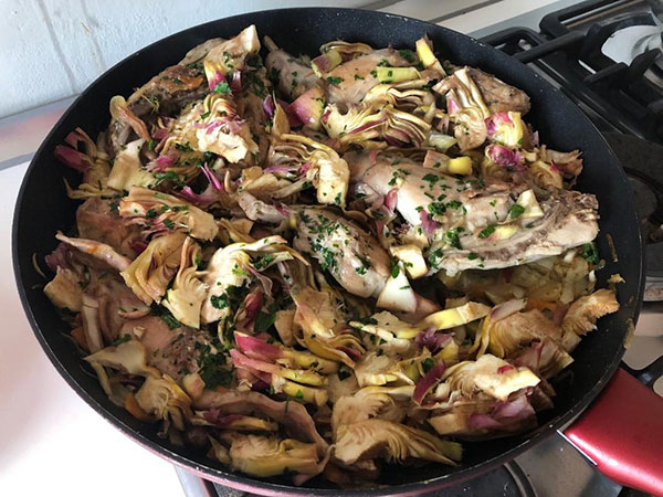 Coniglio con carciofi