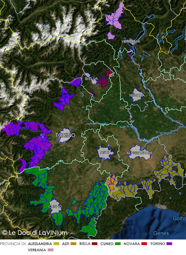 cartina vino doc Piemonte "Vigneti di Montagna"