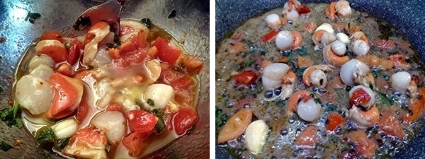 Capesante alla diavola e cannolicchi gratinati alla rucola