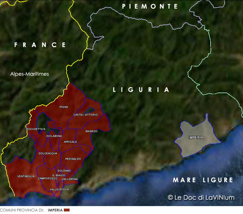 mappa vino doc Rossese di Dolceacqua