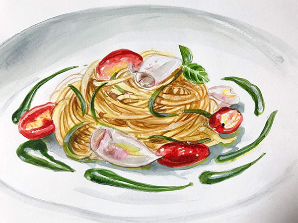 Mina Carpi, spaghetti con granceola