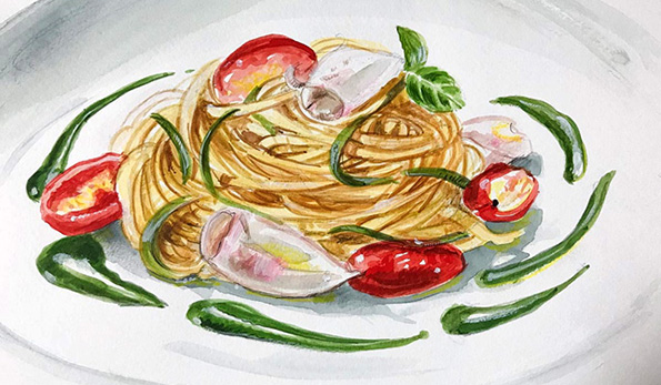 Mina Carpi, spaghetti con granceola