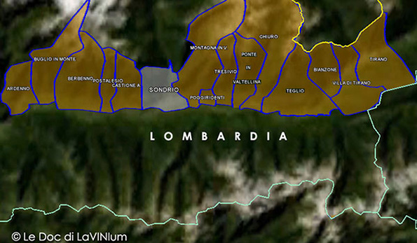 mappa vino docg Sforzato di Valtellina