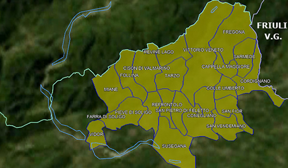 Mappa vino docg Colli di Conegliano