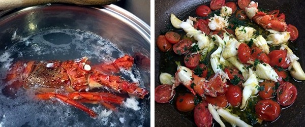 preparazione Spaghettini all’aragosta e pomodorini