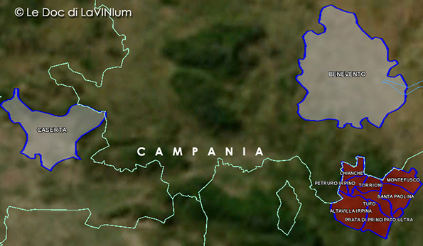 Mappa vino docg Greco di Tufo