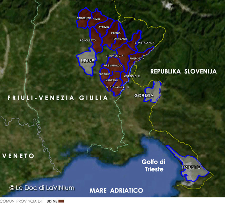 Mappa vino doc Friuli Colli Orientali