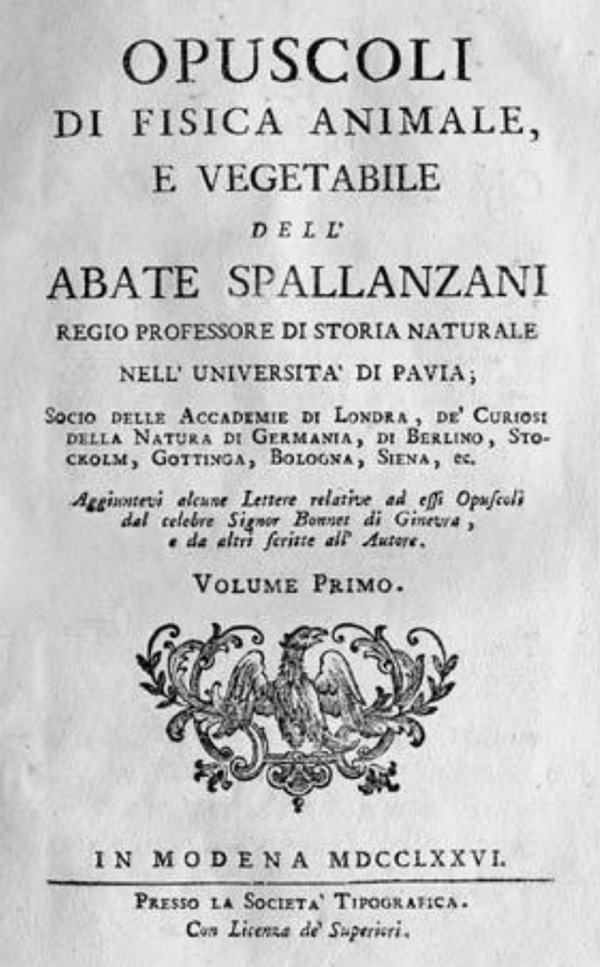 opuscolo abate Spallanzani