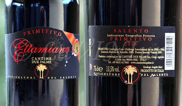 Primitivo Ettamiano 2010 Cantine Due Palme