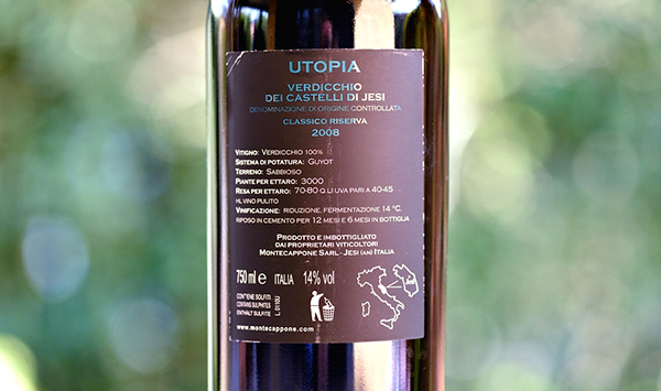 Verdicchio dei Castelli di Jesi Classico Riserva Utopia 2008 Montecappone